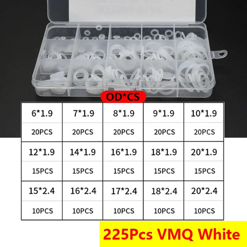 Boxed VMQ NBR FKM O Ring Set Rubber Washer Seals Assortment Red/Black/Green O-Ring Seals Set High Quality For Car Gasket