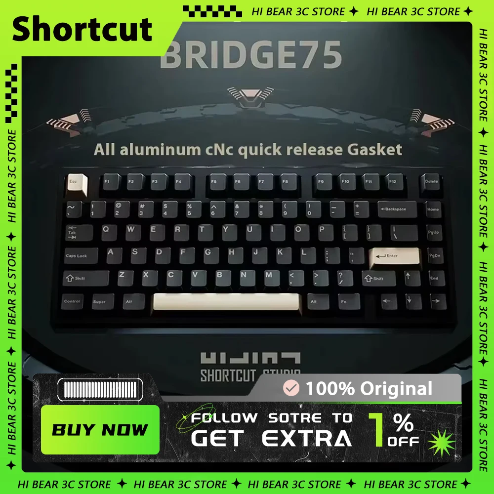 Shortcut Bridge75 Max Aluminium Keyboard Wireless 3mode Rgb Customized Long Endurance Mechanical Keyboard Linear Magnetic Switch