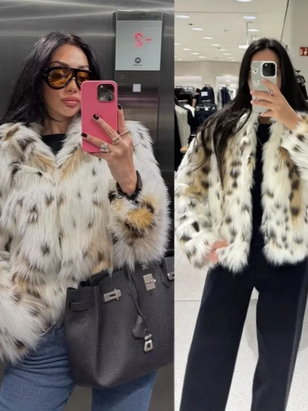 

Eco-Friendly Faux Fur Coat Women's Stand Collar Faionable High-End Sensation Long Sve Outerwear by Ziruxiang 2025 New Ar...