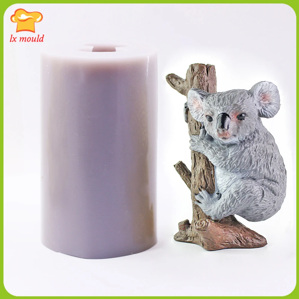 3D Tree-Hugging Koala Silicone Chocolate Cake Baking Mould Animals Koala Bear Candy Resin Clay DIY Wax Melt Soap Candle Mold