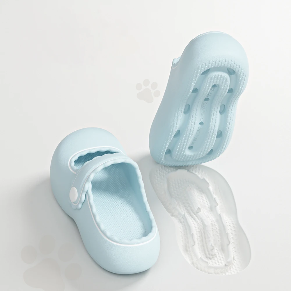 ZUOFU Women Scalloped Trim Mary Jane EVA Clogs Spring Summer Non-Slip Thick Sole Indoor Outdoor Garden Casual Shoes