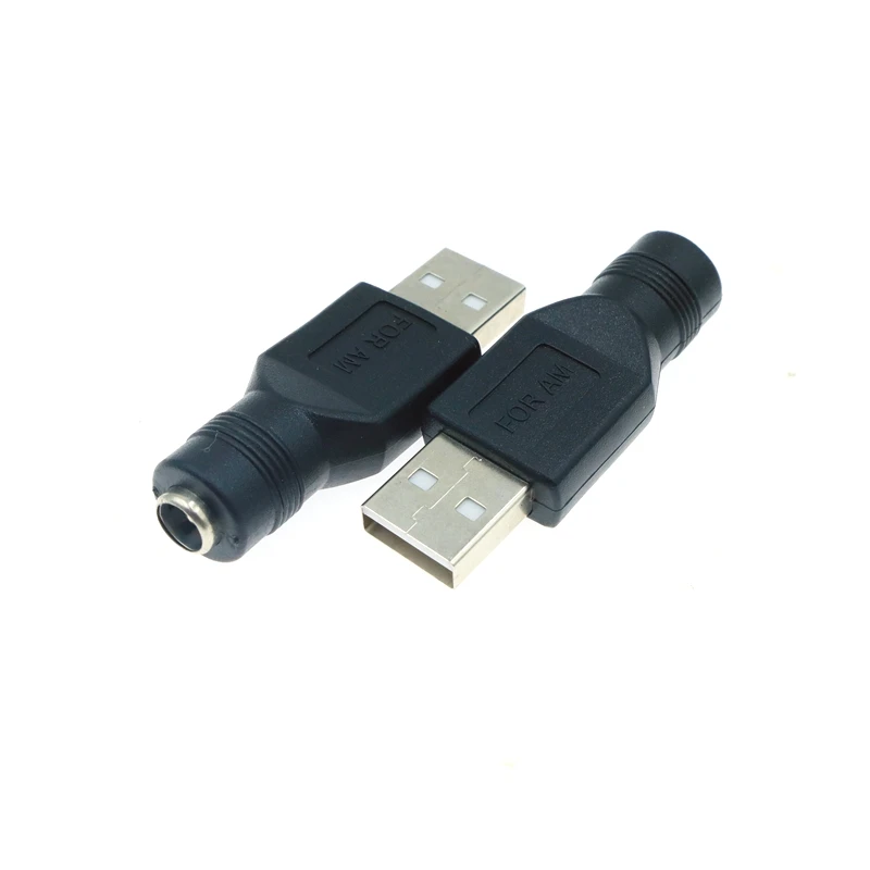 Color Female Socket to USB 2.0 Male Socket/5V DC Female Socket,5.5x2.1mm Laptop Connector Adapter,Black Round Hole Socket