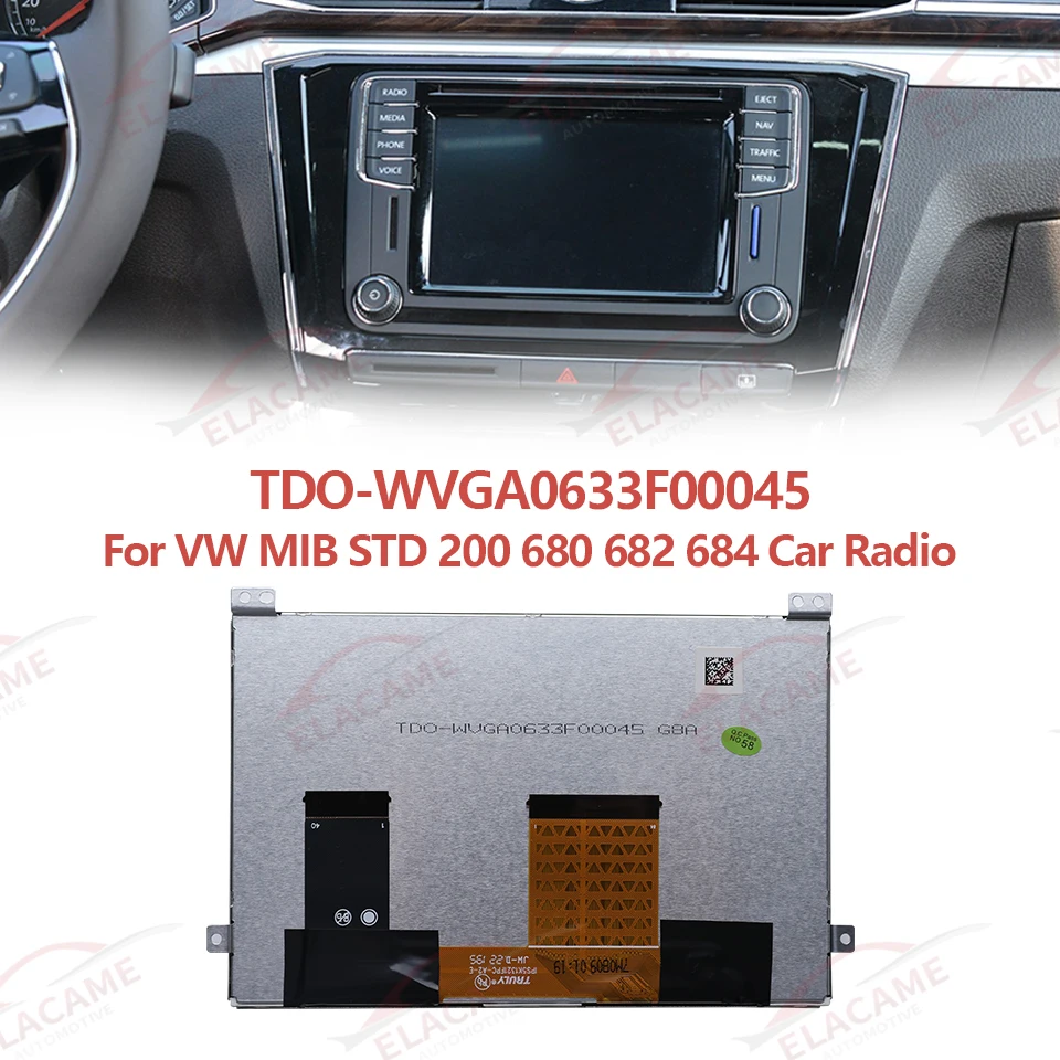 For VW MIB 2 200 680 682 684 TDO-WVGA0633F00045 OEM New 6.5 Inch LCD Display Touch Screen Module Car Navigation Radio Part