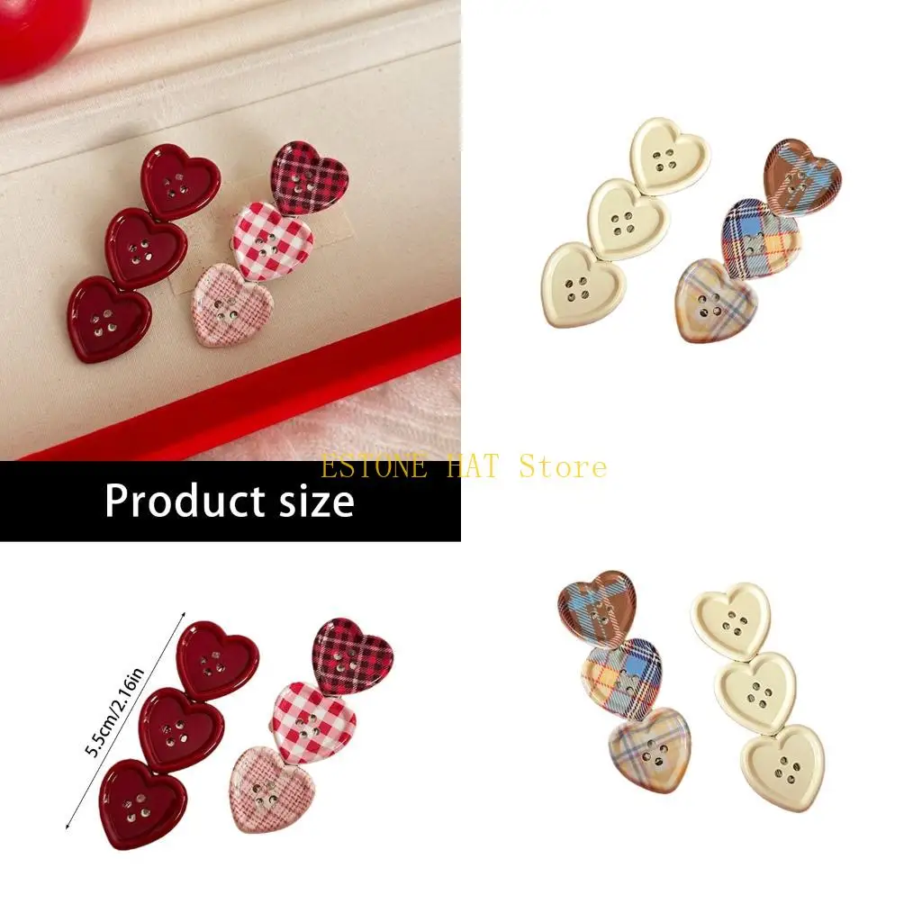 

49MF 1 пара заколок для волос с пуговицами в клетку и прочной фиксацией для повседневных причесок