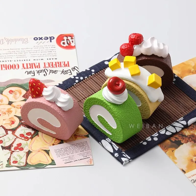 Swiss Roll Cake Cute Magnet Refrigerator Food Kitchen Accessories Decoration Home Message Magnetic Sticker