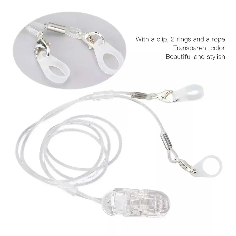 Hearing Aids Clip Holder Transparent 2 Rings Anti-Lost Lanyard Safety Behind The Ear Hearing Aids Accessory for Children Adult