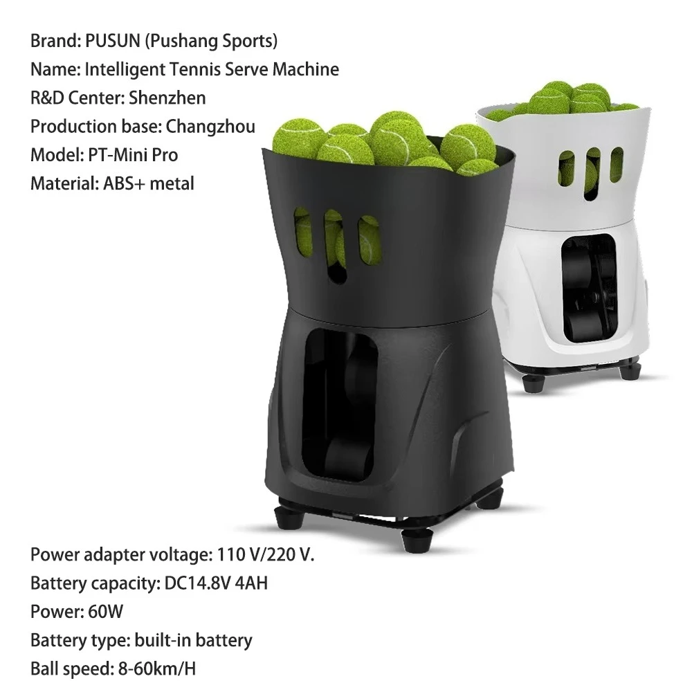 PT-Mini-Pro Draagbare Tennis Automatische Balmachine Launcher Apparatuur Feeder Robot voor Trainingspraktijk APP Afstandsbediening