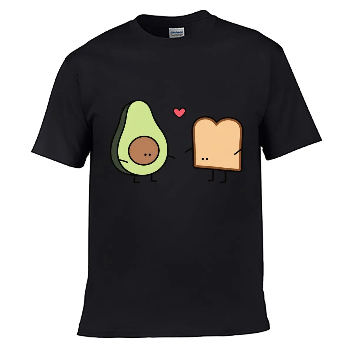 Kawaii Avocado Toast Love Heart Cartoon Street Distressed Washed Loose Simple Tee