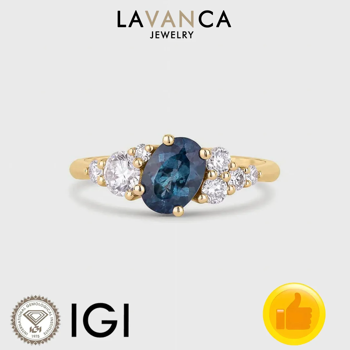 

Нежное кольцо с лабораторным сапфиром овальной огранки, круглое кольцо с лабораторным бриллиантом, желтое золото 9K/14K/18K, обручальное кольцо для женщин, подарок на День Святого Валентина