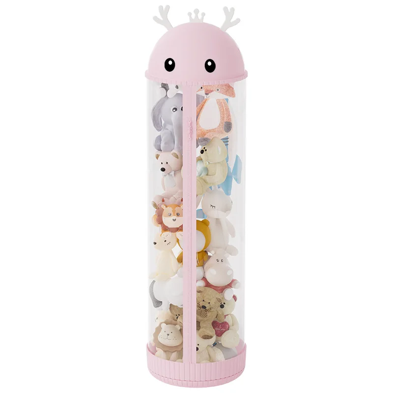 New Doll Storage Bucket Transparent Storage Tube with zipper for Children\'s Toy Box Doll Storage Container Cylinder Rotation