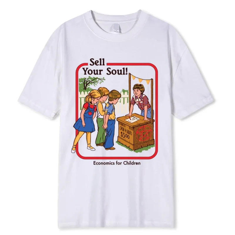 Horror Comic Series Sell Your Soul Economics For Children Men Tshirts Fashion T Shirts Loose Cotton Tee Street T-Shirt 80288