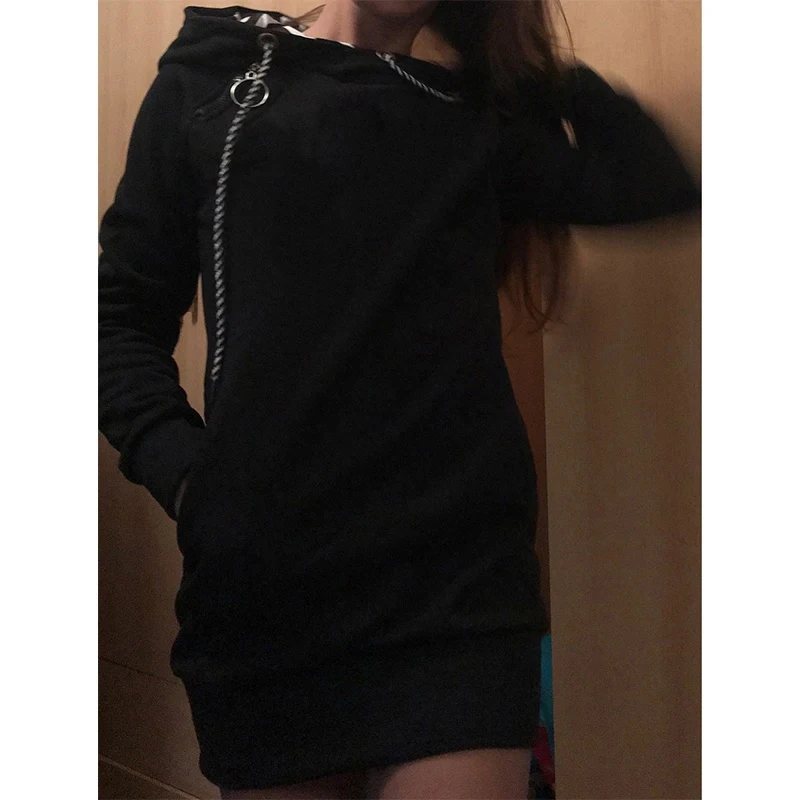 Women's Sweater Printed Dress Long Sleeve Hoodie Dress Autumn and Winter Casual Slim Sweater Hoodie Dress