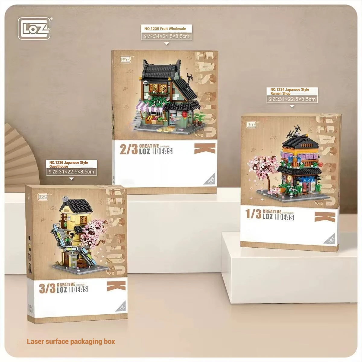 LOZ Japanse straatscène-serie bouwstenen speelgoedset, landschapsmodel snackstraat assemblagespeelgoed, verjaardagscadeau voor kinderen