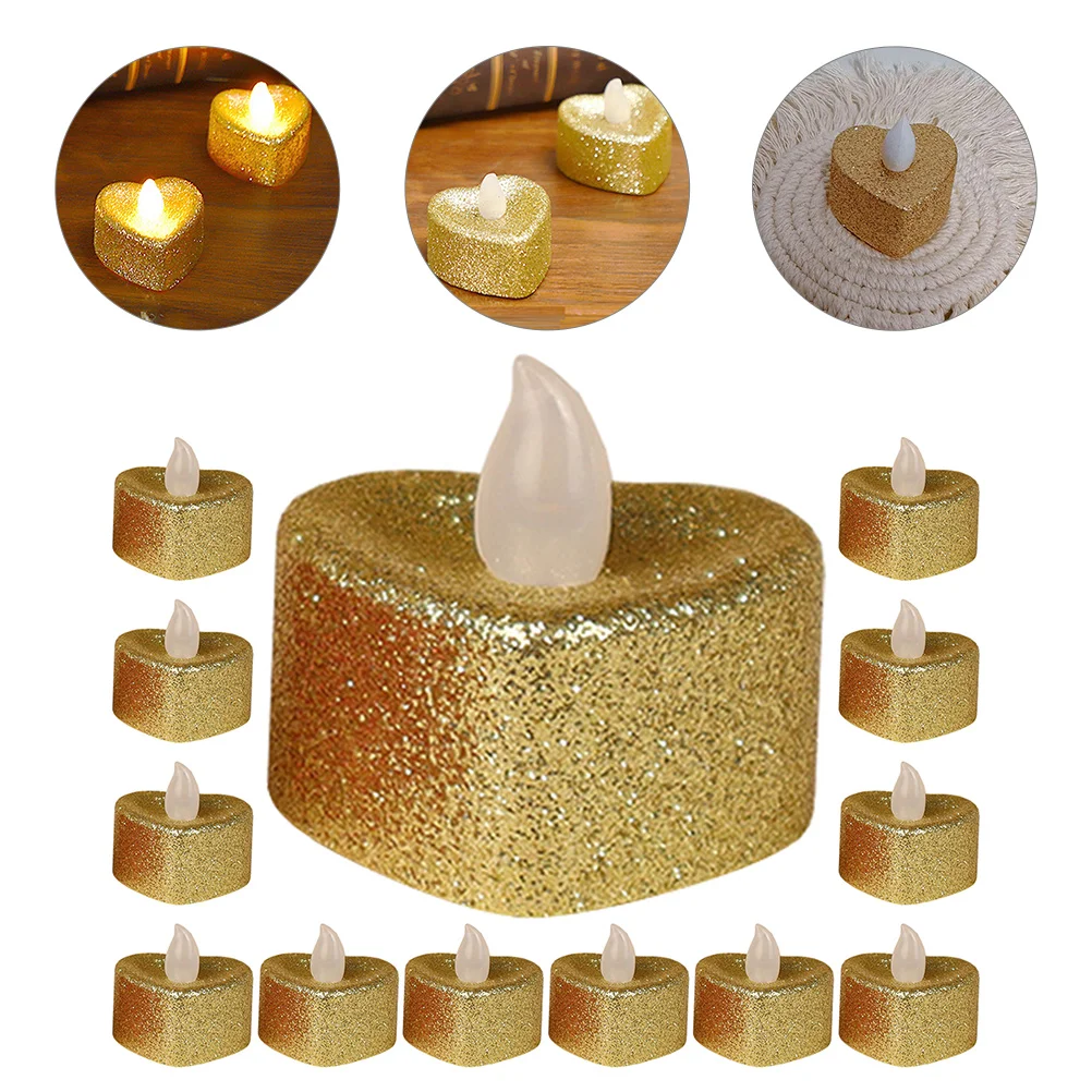 24 luci da tavolo Love Light, mini candele senza fiamma, lampade subacquee in plastica a forma di cuore