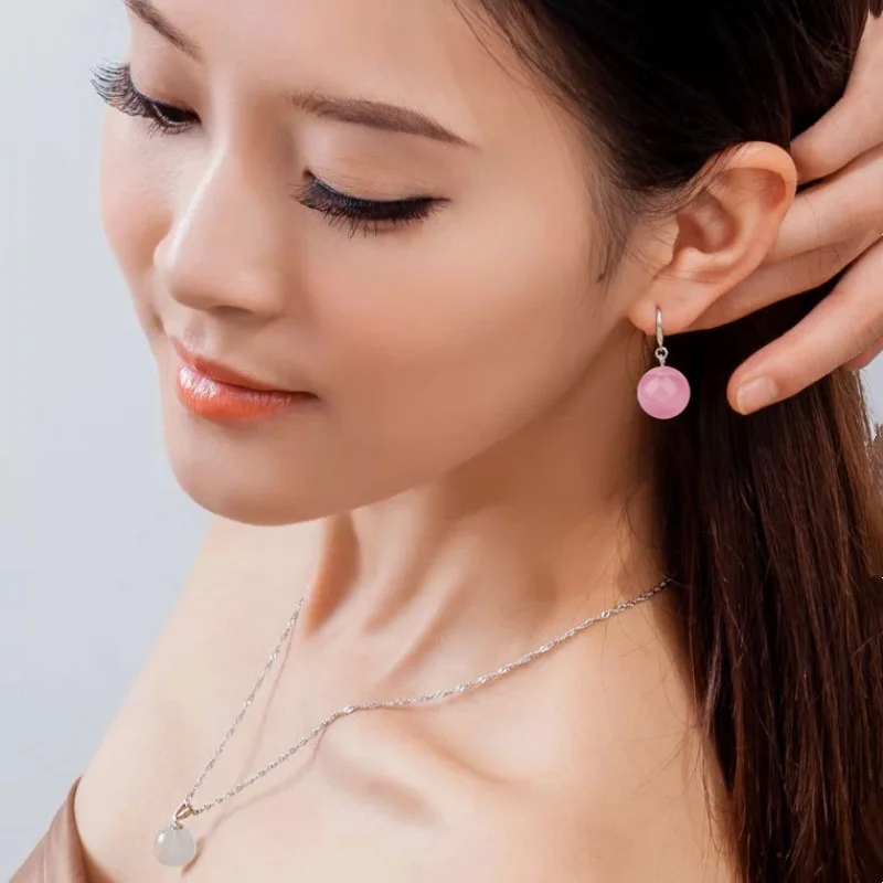 New Fashion Boutique Earrings Pink Natural Cat's Eye Earrings Female Totem Dream Pool Flower Earrings New Product Launch Gifts