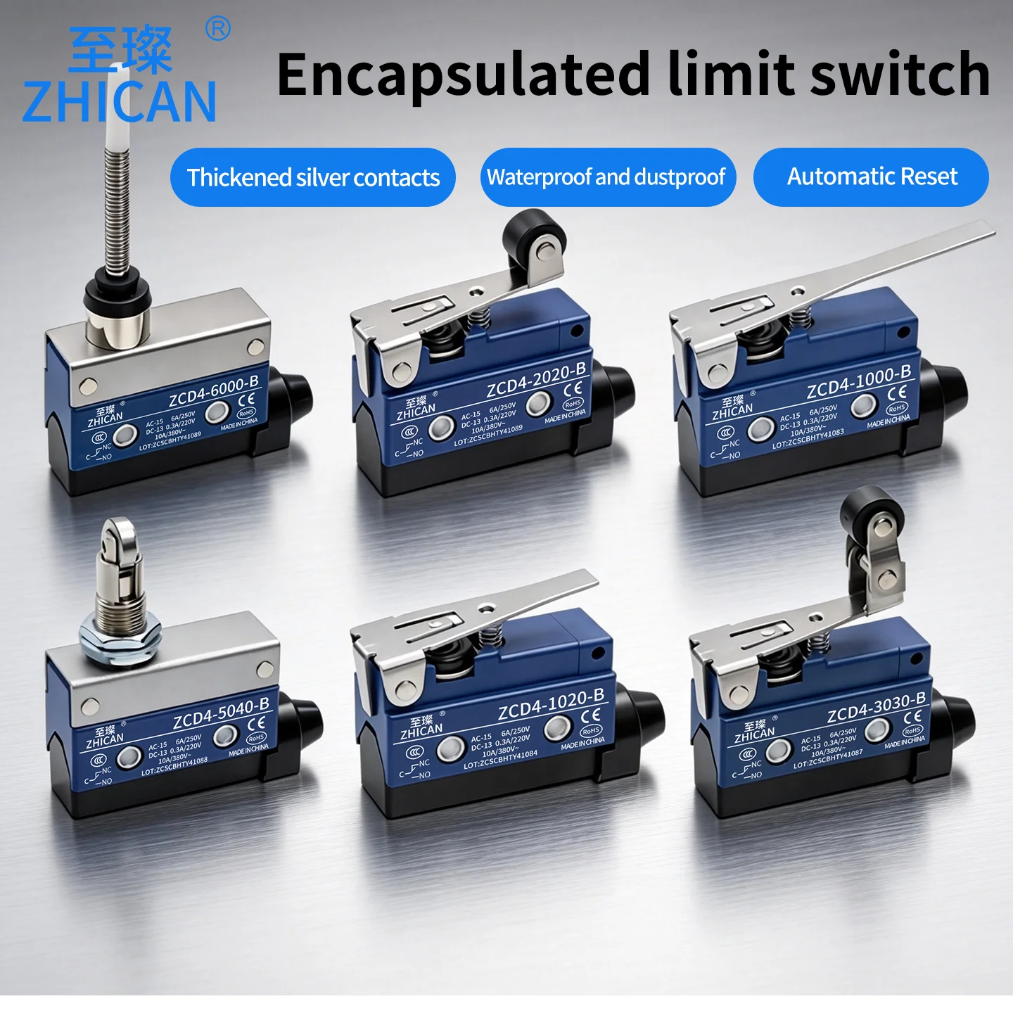 ZHICAN ZCD4-B Miniature Roller Lever Limit Switch Waterproof Oil Resistant Mechanical Control Switch