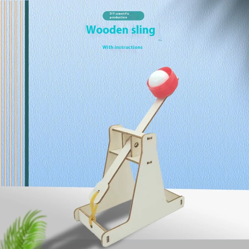 Children's Puzzle Assembled Catapult Model Toy Diy Creative Science Experiment Hand-made Props Parent-child Interactive Game