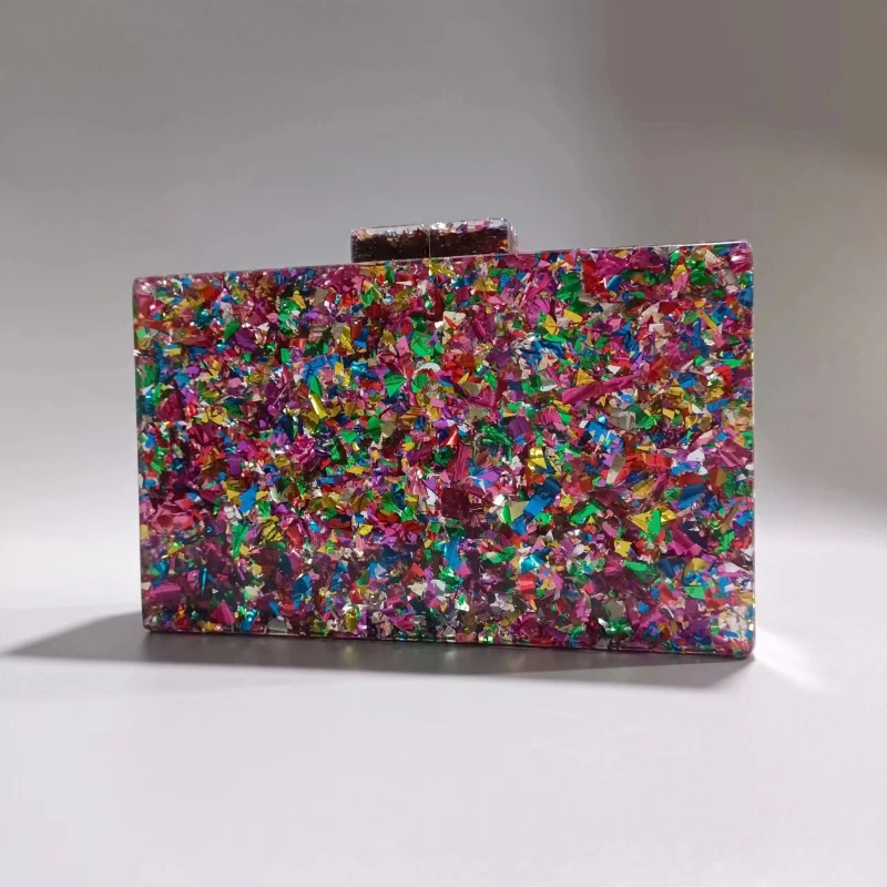 Commercio estero transfrontaliero donna nuova borsa da sera in acrilico con paillettes oro e argento una spalla diagonale frizione per banchetti di