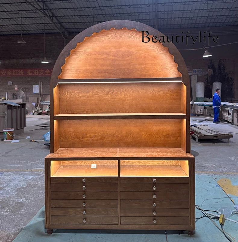 Medieval glass display cabinet, jewelry display cabinet, women's clothing store, hat combination display rack customization