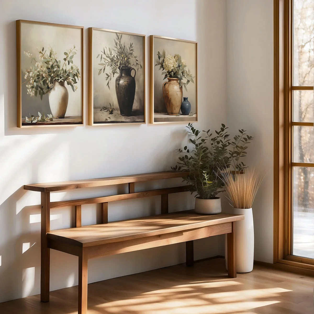 

3pcs/Set Retro Olive, Orchid and Eucalyptus Plant Art Prints, Floral Canvas Posters, Living Room, Bedroom, Corridor, Wall Art