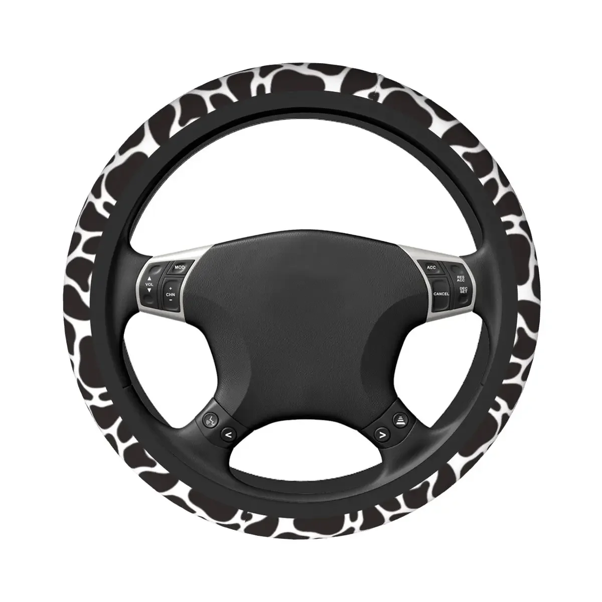 Cowhide Dalmatian Car Steering Wheel Cover Zebra Giraffe Camouflage Steering Wheel Protective Cover Auto Interior Accessories