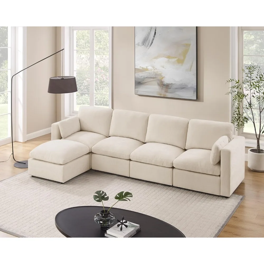 

121" Modular Sectional Sofa, Convertible Sofa Couch Modular Sectional with Ottoman, Sectional Sofas