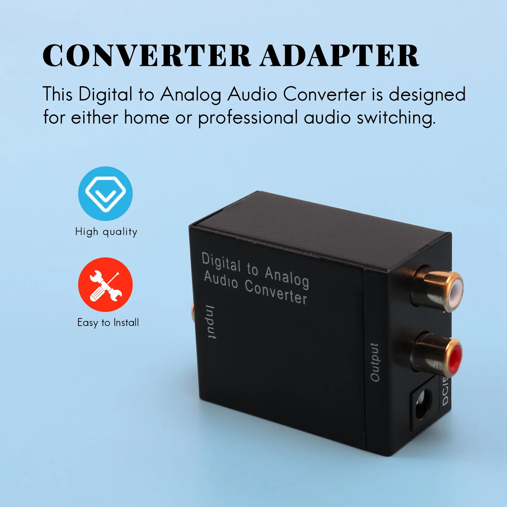 Digital Optical Coaxial Toslink Signal to Analog Audio Converter Adapter RCA SV