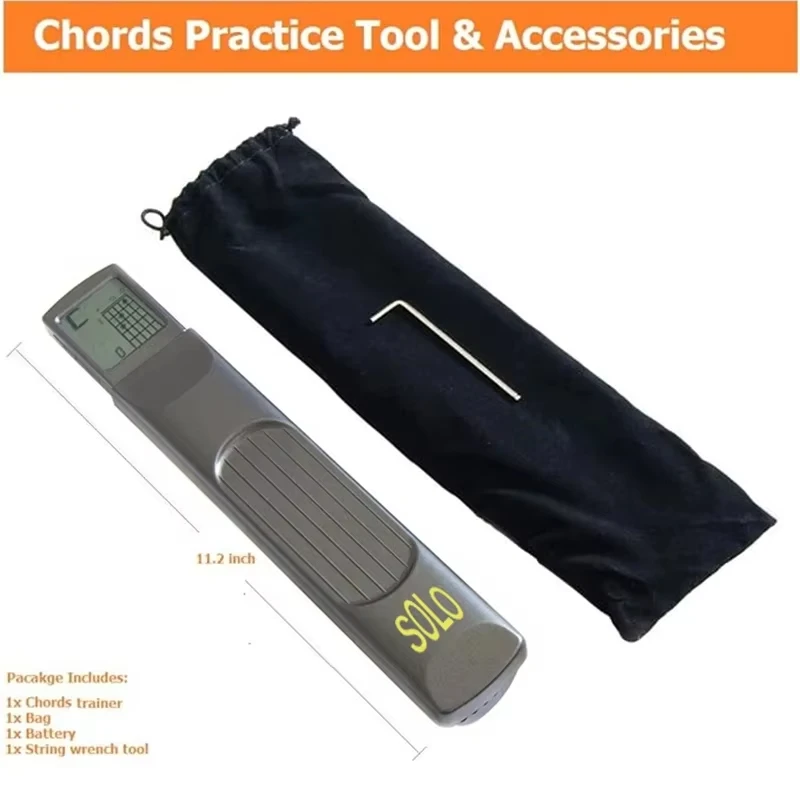 Pocket Guitar Chord Practice Tool, Portable Guitar Neck for Beginner Trainer with Rotating Chord Table Screen