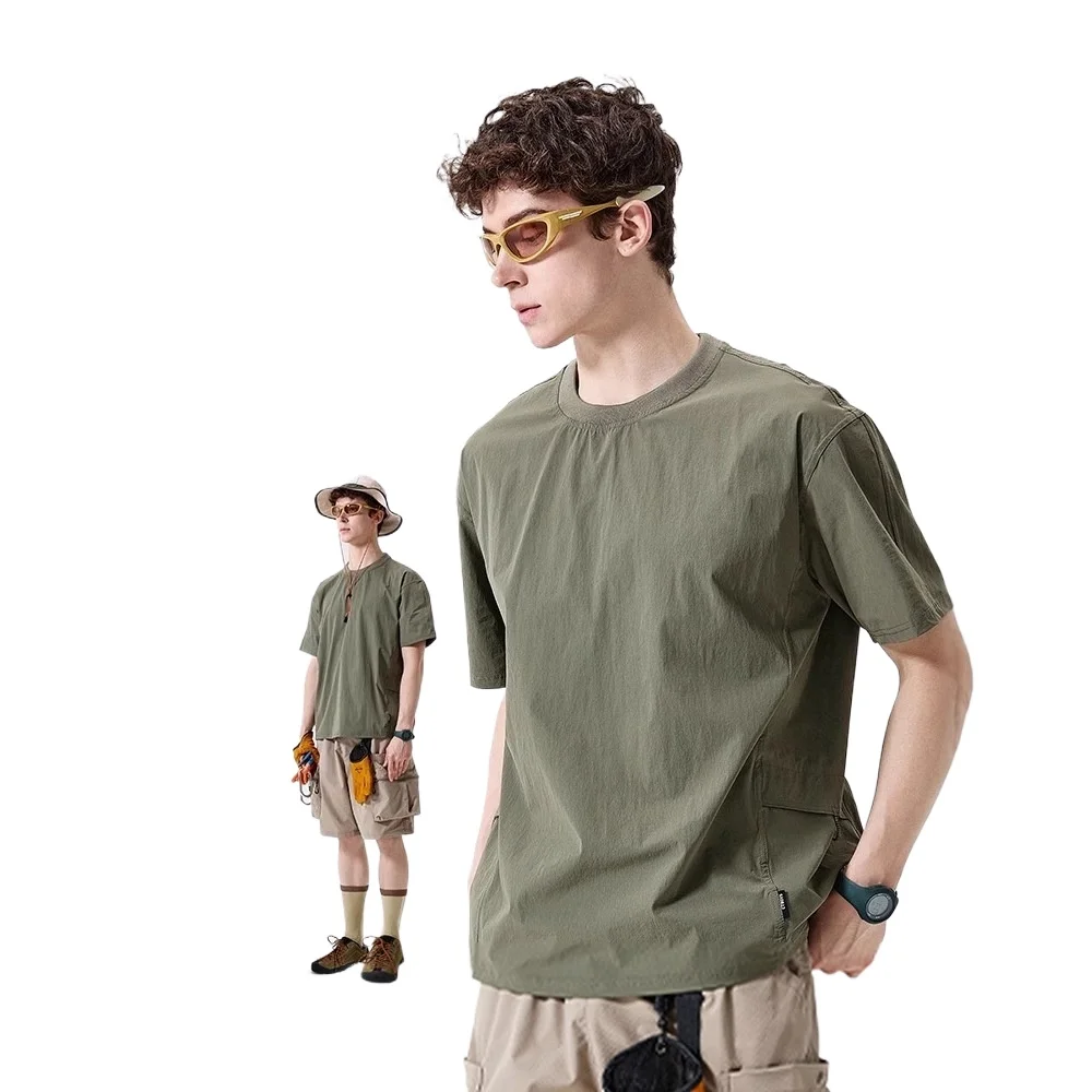 

Outdoor moisture-absorbing quick-drying T-shirt men's summer loose lightweight cool hiking tooling short-sleeved top