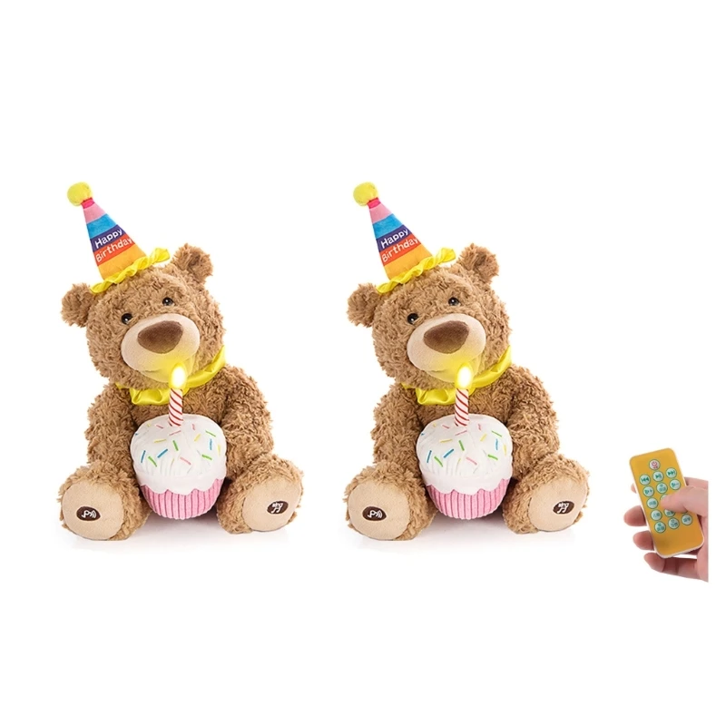 Happy Birthday Teddy Bear Stuffed Electric Plush Toy Birthday Singing Bear