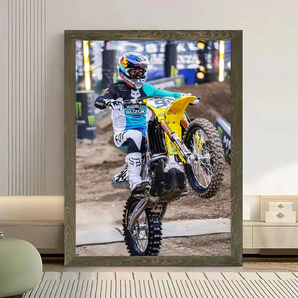 Motocross Rider Performing a Wheelie Poster Canvas Wall Art Personalized Print Modern Painting Perfect Gift for Bedroom Mural - view 3