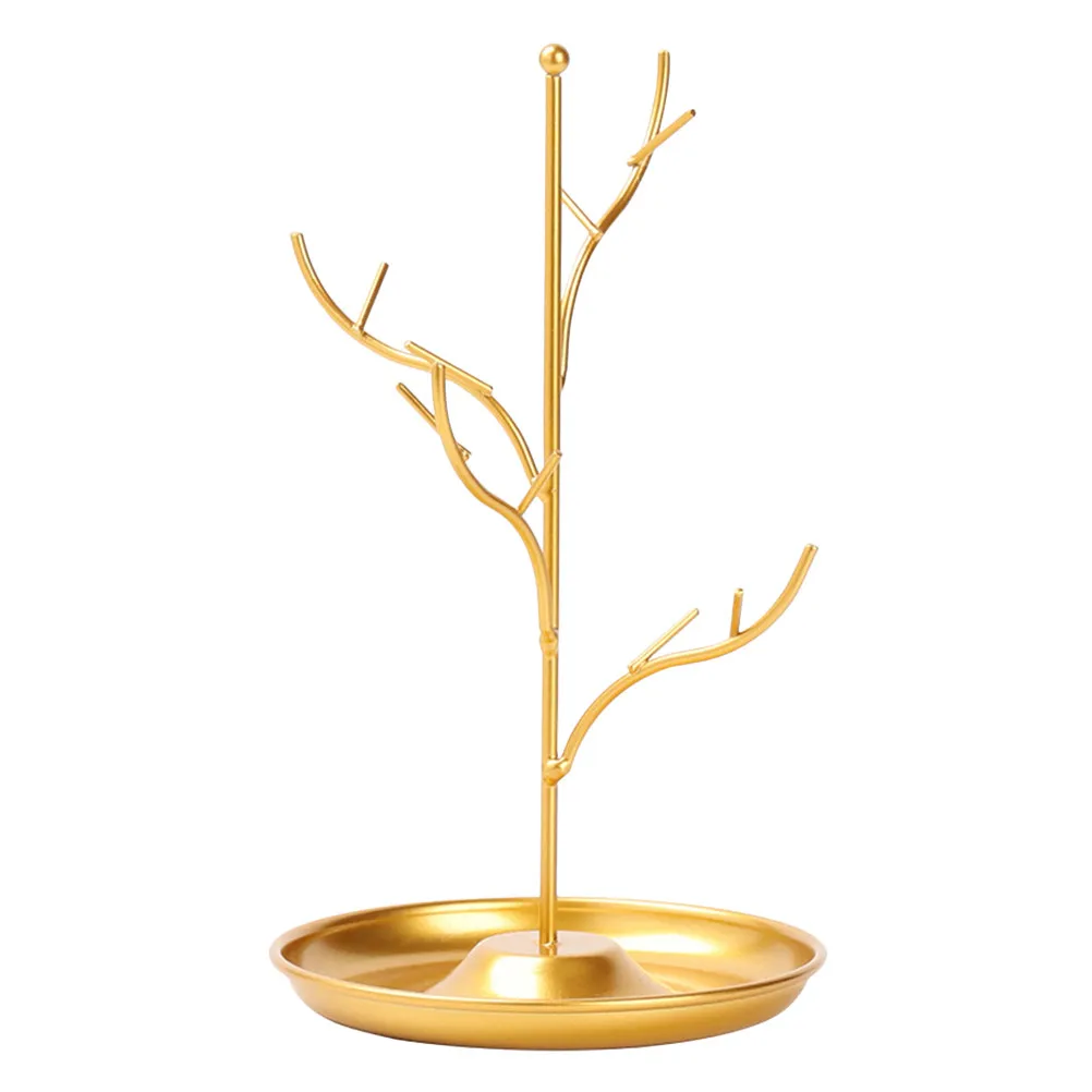 

Luxury Golden Finish Jewelry Stand with Branch Rack for Necklaces Bracelets Rings Storage Home Bathroom Vanity