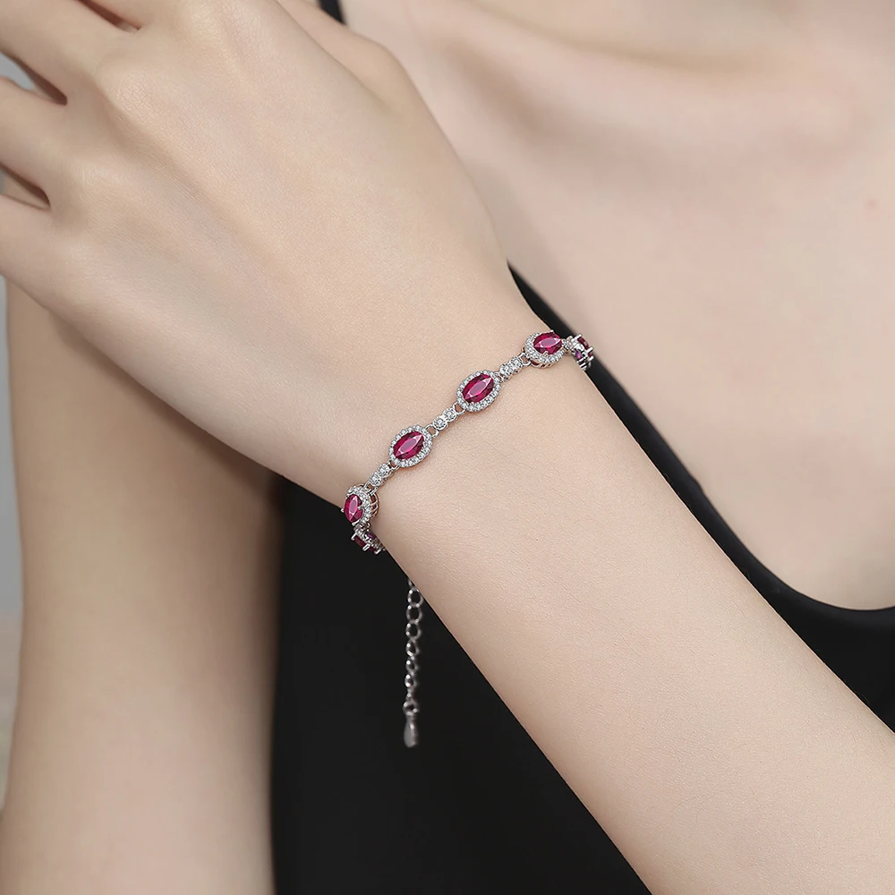 TEMGF 4*6mm Zircon Bracelet 925 Sterling Silver Adjustable Chain for Women Colorful Fine Jewelry Fashion Versatile Birthday Gift