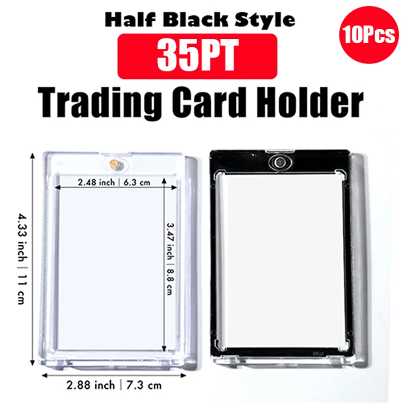 10Pcs Pack 35PT Black Border Magnetic Trading Card Holder Case One-Touch UV Protection