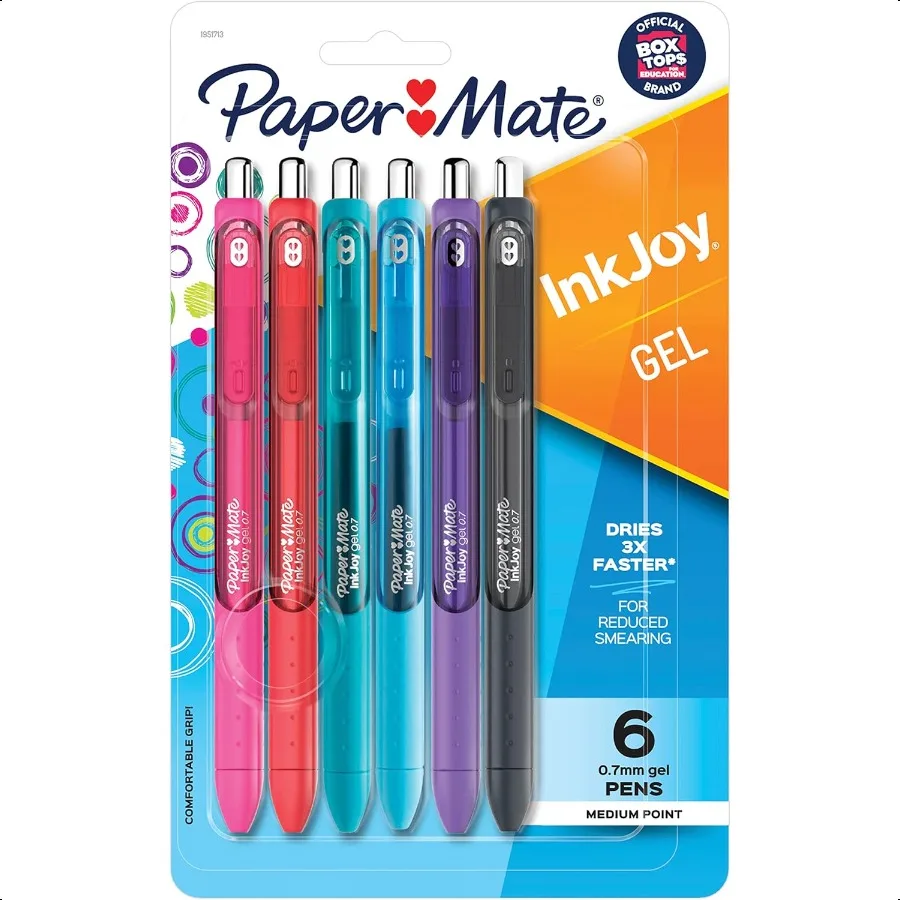 

Выдвижные гелевые ручки InkJoy, средняя точка, 0,7 мм, черные бочки, разные цвета чернил, упаковка из 6 шт.