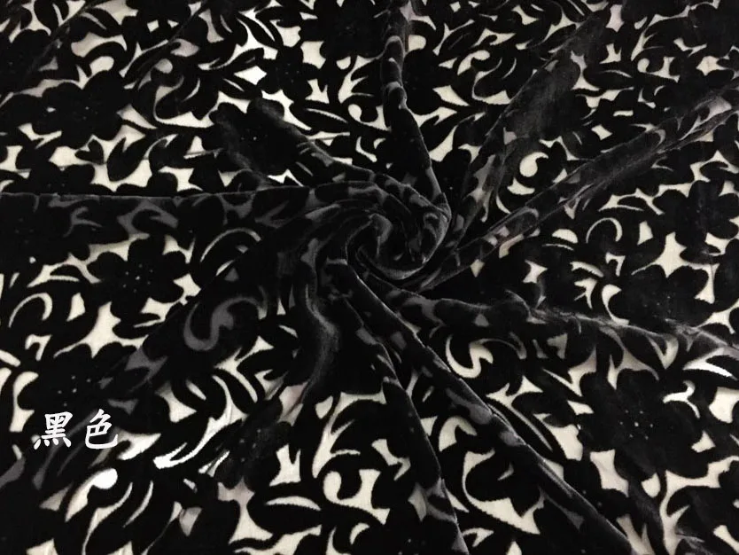 Designer Cloth Classic Sophisticated Type 7 Colors Silk Velvet Hollow Flower Cloth Silk Velvet Flower Cut Fabric Cheongsam