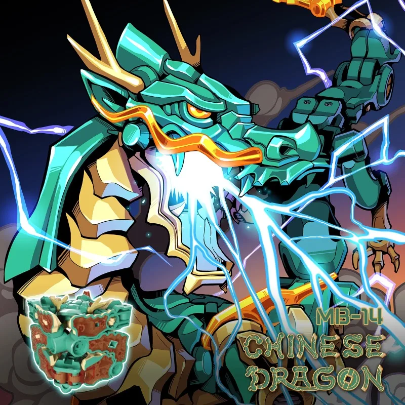 

52TOYS MEGABOX MB-14 Китайский дракон Деформационные игрушки Фигурка, Коллекционные игрушки-трансформеры Меховые роботы