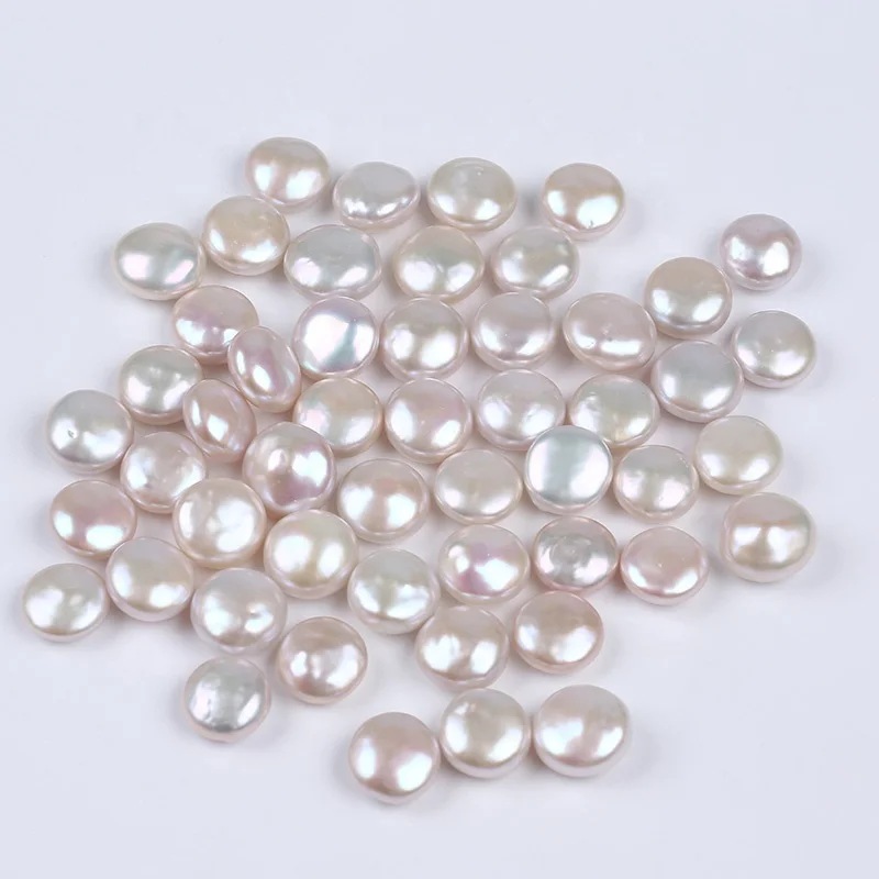 13-14mm undrilled coin shape white natural freshwater high quality AAAA Grade loose pearls