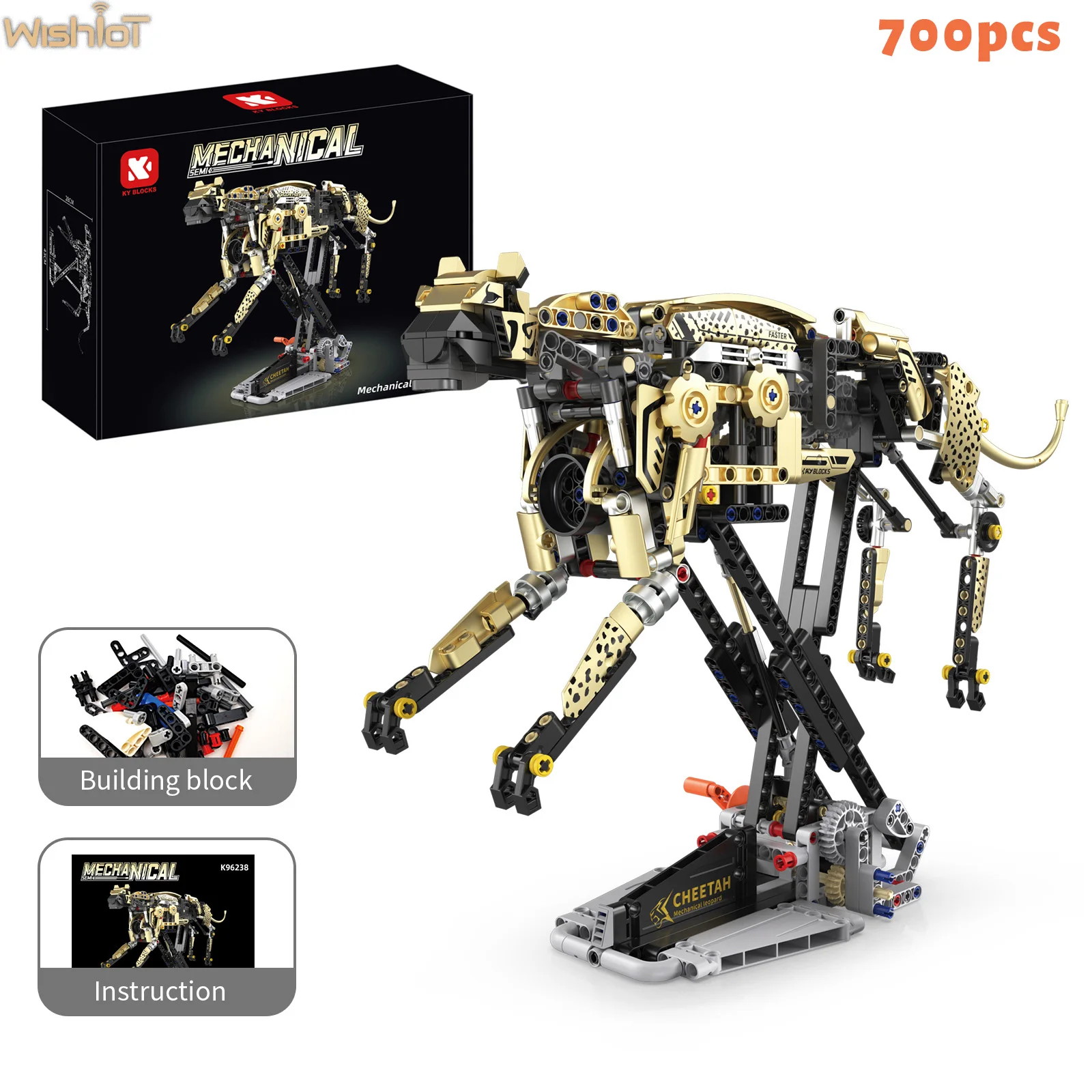 

700PCS Mechanical Cheetah Building Blocks Simulation Animal Model Joint Linkage Creative Assembly Toy Ornaments Boy Holiday Gift