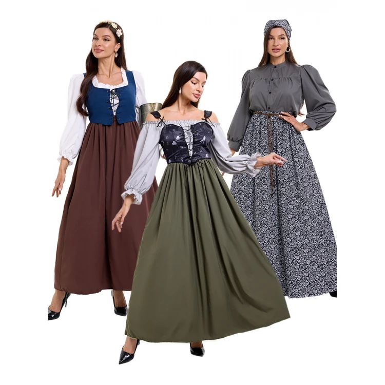 Adulto feminino medieval renascentista floral colete dr tribunal período fazenda colônia sle loween traje vintage faion design