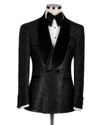 Luxury Wedding Tuxedo Black Formal Groom Men Suits 2pcs Blazer Pants  Double Breasted Business Party Wear  Prom Dress for Men