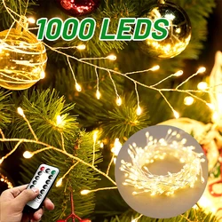 36M Silver Cluster Lights Home Party Light Outdoor 1000 LED String Lights Christmas Tree Lamp Hanging Garland Party Fairy Lights
