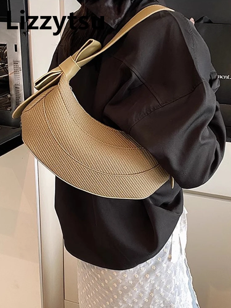 

Lizzytsu элегантный дизайн, роскошные сумки на плечо в форме полумесяца, женская винтажная корейская сумка, повседневная уличная сумка Easymatch