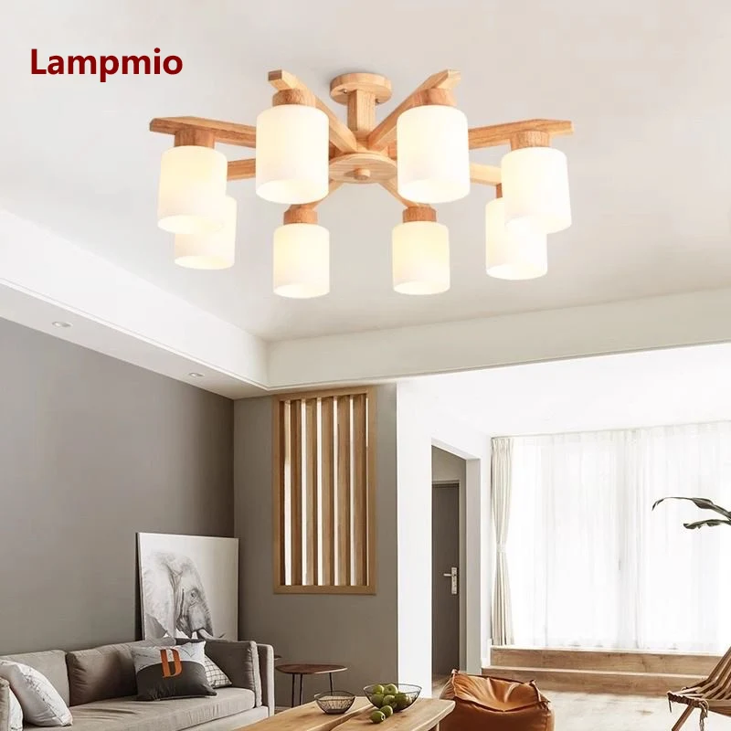 

Люстра BOTIMI из цельного дерева, 8 ramion для гостиной, белые, 6 лампочек, стеклянные абажуры, 3 ветки, люстры, белое освещение для спальни