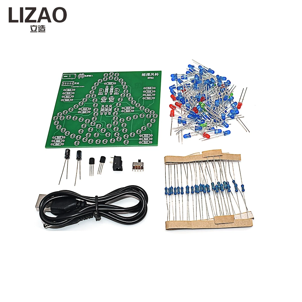 LIZAO 5V 9V 95 LEDs Wobbly Windbell DIY Kit Swing Electronic Bell Learning Practice Laboratory Training Set