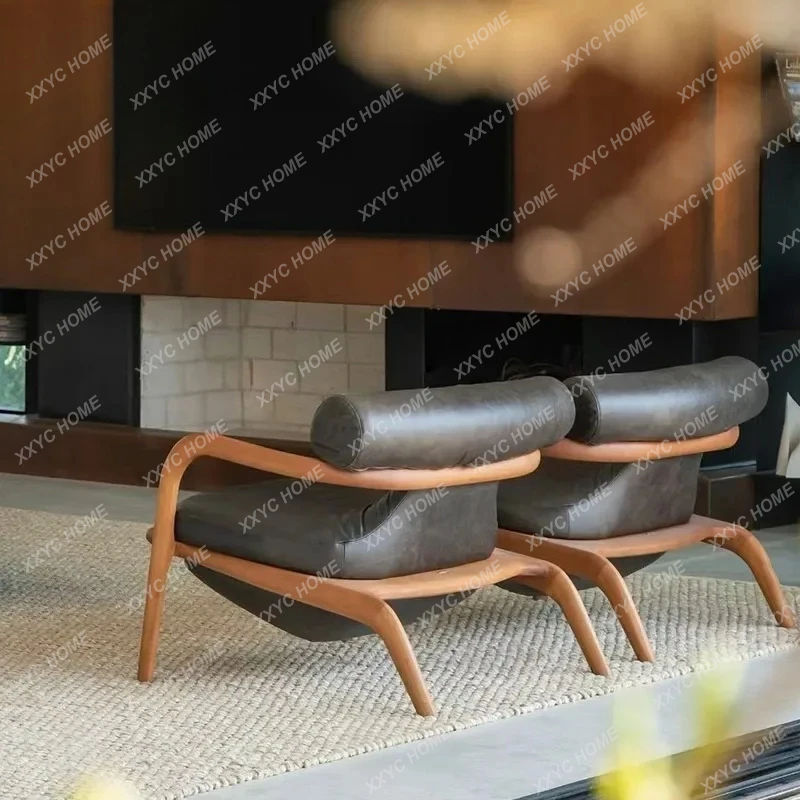 A Medieval Ash Wood Leisure Chair Living Room Creativity, Armchair Retro Solid Wood Meeting Guests To Discuss Sofa Model Room