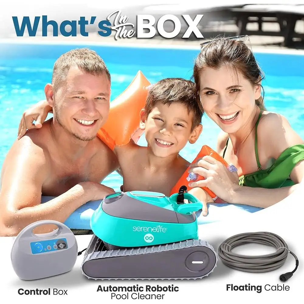 Robotic Pool Cleaner Automatic Vacuum 3 Motor Dual Brushes Wall Climbing Energy Efficient 50ft Coverage Indoor Outdoor