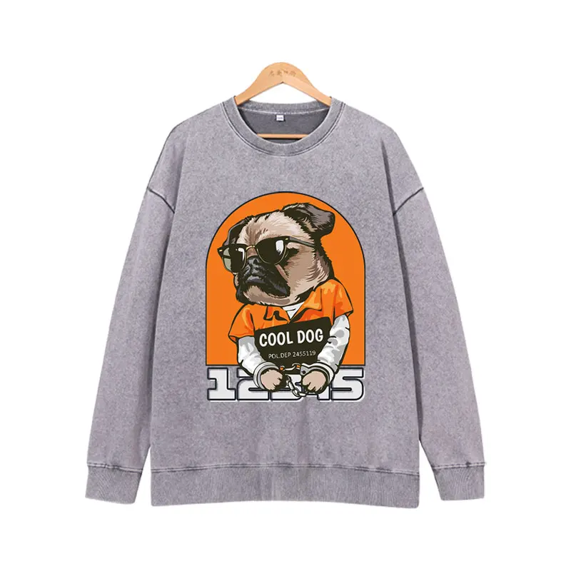 Sweat à capuche à manches longues pour hommes et femmes, imprimé chien de lunettes de soleil, style de rue Harajuku cool et décontracté, automne et hiver