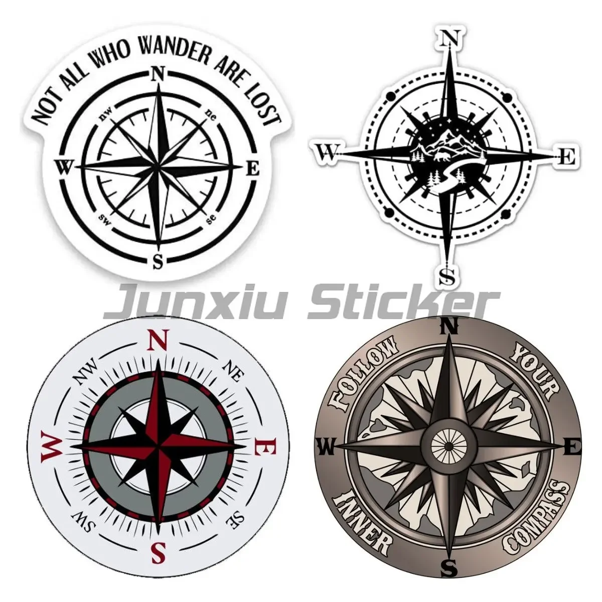 

Funny Nautical Theme Compass PVC Motorcycle Car Sticker for Cars, Laptop, Boat, for Wall Door Window Helmet Car Stickers