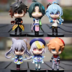 Hot 6 Buah / set Genshin Impact Tokoh Anime Permainan Kartun Aether Lumine Amber Venti Diluc Mainan Boneka Paimon Hadiah Karakter Kawaii 6 lumine penjualan terbaik genshin impact - №